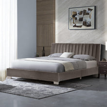 Load image into Gallery viewer, Queen Tufted Upholstered Platform Bedstead Flannel Headboard-Light Gray
