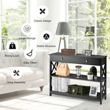Load image into Gallery viewer, Console Table 3-Tier with Drawer and Storage Shelves-Black