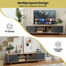 Load image into Gallery viewer, 63 Inch TV Stand Console with 2 Doors and Open Shelves