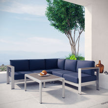 Load image into Gallery viewer, Shore 4 Piece Outdoor Patio Aluminum Sectional Sofa Set by Modway