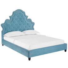 Load image into Gallery viewer, Valentina Tufted Nailhead Performance Velvet Queen Platform Bed by Modway