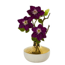 Load image into Gallery viewer, 16" Anemone Artificial Arrangement in Gold and Cream Elegant Vase