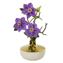Load image into Gallery viewer, 16" Anemone Artificial Arrangement in Gold and Cream Elegant Vase