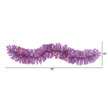 Load image into Gallery viewer, 6' Pink Artificial Christmas Garland with 50 White Warm Lights