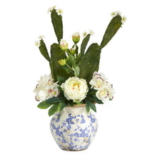 Load image into Gallery viewer, 29" Cymbidium Orchid, Peony and Cactus Succulent Artificial Arrangement