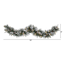 Load image into Gallery viewer, 6' Flocked Mixed Pine Artificial Christmas Garland with 50 LED Lights