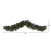 Load image into Gallery viewer, 6' Flocked Artificial Christmas Garland with 50 Multicolored LED and Berries