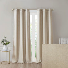 Load image into Gallery viewer, Sunsmart Como 100% Polyester Printed Faux Silk Total Blackout Window Panel Pair- Taupe SS40-0139 By Olliix