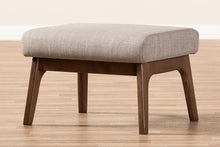 Load image into Gallery viewer, Baxton Studio Bianca Mid-Century Modern Walnut Wood Light Grey Fabric Ottoman