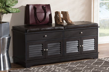 Load image into Gallery viewer, Baxton Studio Leo Modern and Contemporary Dark Brown Wood 2-Drawer Shoe Storage Bench