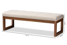 Load image into Gallery viewer, Baxton Studio Caramay Modern and Contemporary Light Beige Fabric Upholstered Walnut Brown Finished Wood Bench