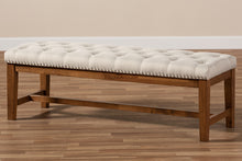 Load image into Gallery viewer, Baxton Studio Ainsley Modern and Contemporary Light Beige Fabric Upholstered Walnut Finished Solid Rubberwood Bench
