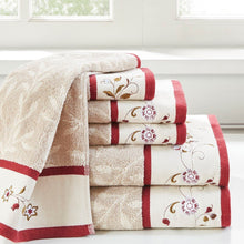 Load image into Gallery viewer, Madison Park Embroidered Cotton Jacquard 6 Piece Towel Set Mp73-4968