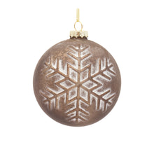 Load image into Gallery viewer, Bronze Glass Ball Ornament with Brushed Snowflake Design (Set of 6)