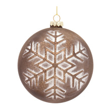 Load image into Gallery viewer, Bronze Glass Ball Ornament with Brushed Snowflake Design (Set of 6)