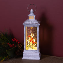Load image into Gallery viewer, LED Snow Globe Lantern with Cardinal Bird Scene 12.74"H
