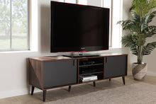 Load image into Gallery viewer, Baxton Studio Samuel Mid-Century Modern Brown and Dark Grey Finished TV Stand