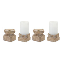 Load image into Gallery viewer, Beaded Wood Design Candle Holder (Set of 4)