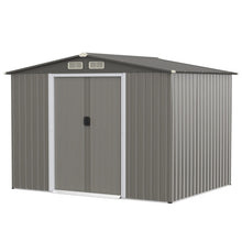 Load image into Gallery viewer, 8 x 6 Feet Galvanized Steel Storage Shed for Garden Yard-Gray