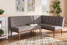 Load image into Gallery viewer, Baxton Studio Arvid Mid-Century Modern Gray Fabric Upholstered 2-Piece Wood Dining Nook Banquette Set