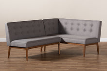 Load image into Gallery viewer, Baxton Studio Arvid Mid-Century Modern Gray Fabric Upholstered 2-Piece Wood Dining Nook Banquette Set