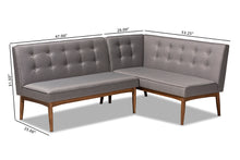 Load image into Gallery viewer, Baxton Studio Arvid Mid-Century Modern Gray Fabric Upholstered 2-Piece Wood Dining Nook Banquette Set