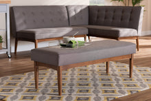 Load image into Gallery viewer, Baxton Studio Arvid Mid-Century Modern Gray Fabric Upholstered Wood Dining Bench
