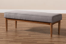 Load image into Gallery viewer, Baxton Studio Arvid Mid-Century Modern Gray Fabric Upholstered Wood Dining Bench