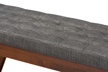 Load image into Gallery viewer, Baxton Studio Alona Mid-Century Modern Medium Grey Fabric Upholstered Wood Dining Bench