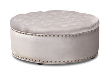 Load image into Gallery viewer, Baxton Studio Iglehart Modern and Contemporary Light Gray Velvet Fabric Upholstered Tufted Cocktail Ottoman