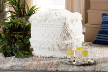 Load image into Gallery viewer, Baxton Studio Curlew Moroccan Inspired Ivory Handwoven Cotton Pouf Ottoman