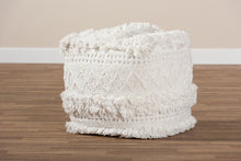 Load image into Gallery viewer, Baxton Studio Curlew Moroccan Inspired Ivory Handwoven Cotton Pouf Ottoman
