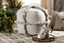 Load image into Gallery viewer, Baxton Studio Alfro Moroccan Inspired Grey Handwoven Cotton Fringe Pouf Ottoman