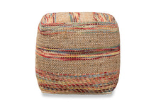 Load image into Gallery viewer, Baxton Studio Caiman Moroccan Inspired Multicolored Handwoven Hemp Pouf Ottoman