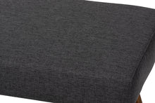 Load image into Gallery viewer, Baxton Studio Rika Mid-Century Modern Dark Grey Fabric Upholstered Walnut Brown Finished Boomerang Bench