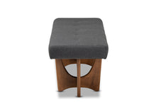 Load image into Gallery viewer, Baxton Studio Theo Mid-Century Modern Dark Grey Fabric Upholstered Walnut Finished Bench