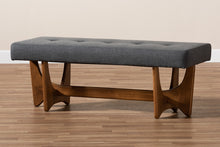 Load image into Gallery viewer, Baxton Studio Theo Mid-Century Modern Dark Grey Fabric Upholstered Walnut Finished Bench
