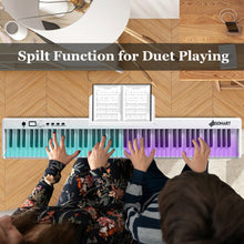 Load image into Gallery viewer, 88-Key Folding Semi Weighted Full Size Lighted Piano Keyboard-White