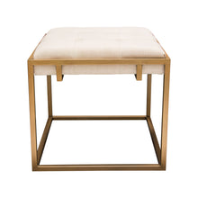 Load image into Gallery viewer, Babylon Small Accent Ottoman w/ Brushed Gold Frame & Padded Seat in Sand Linen by Diamond Sofa