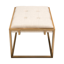 Load image into Gallery viewer, Babylon Small Accent Ottoman w/ Brushed Gold Frame & Padded Seat in Sand Linen by Diamond Sofa
