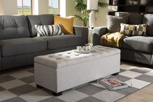 Load image into Gallery viewer, Baxton Studio Roanoke Modern and Contemporary Grayish Beige Fabric Upholstered Grid-Tufting Storage Ottoman Bench