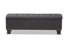 Load image into Gallery viewer, Baxton Studio Hannah Modern and Contemporary Dark Grey Fabric Upholstered Button-Tufting Storage Ottoman Bench