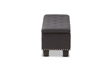 Load image into Gallery viewer, Baxton Studio Hannah Modern and Contemporary Dark Grey Fabric Upholstered Button-Tufting Storage Ottoman Bench