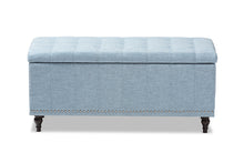 Load image into Gallery viewer, Baxton Studio Kaylee Modern Classic Light Blue Fabric Upholstered Button-Tufting Storage Ottoman Bench
