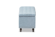 Load image into Gallery viewer, Baxton Studio Kaylee Modern Classic Light Blue Fabric Upholstered Button-Tufting Storage Ottoman Bench