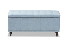 Load image into Gallery viewer, Baxton Studio Kaylee Modern Classic Light Blue Fabric Upholstered Button-Tufting Storage Ottoman Bench