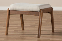 Load image into Gallery viewer, Baxton Studio Roxy Mid-Century Modern Walnut Wood Finishing and Light Beige Fabric Upholstered Ottoman