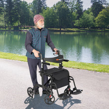 Load image into Gallery viewer, Folding Rollator Walker with Seat and Wheels Supports up to 300 lbs-Black
