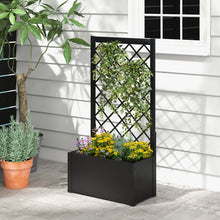 Load image into Gallery viewer, 49 Inch Metal Raised Garden Bed with Trellis-Black