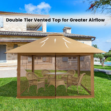 Load image into Gallery viewer, 13 x 13 Feet Pop-up Instant Canopy Tent with Mesh Sidewall-Coffee